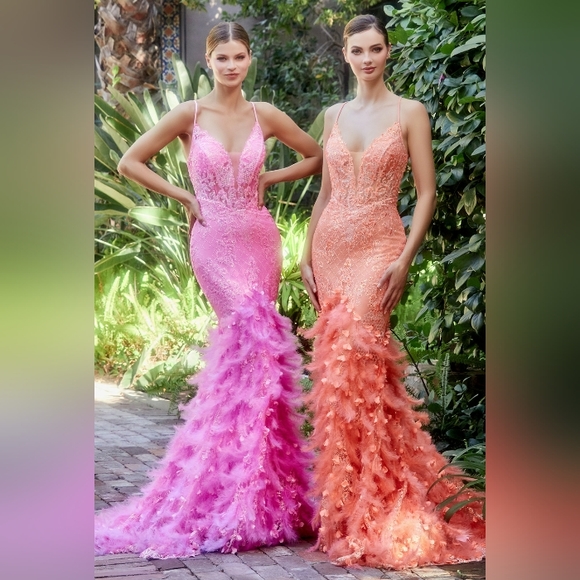 1116 Dresses & Skirts - COPY - Royal, pink,orange, black, silver, floral beaded mermaid feather long la…